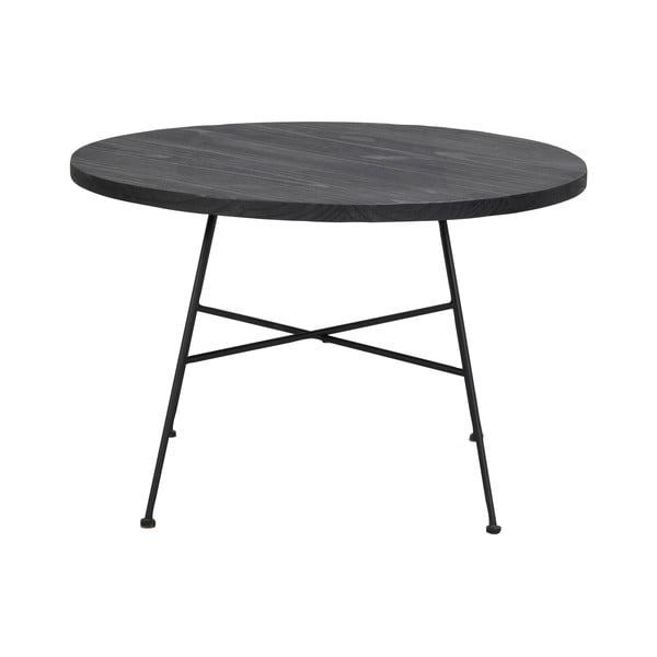 Černý konferenční stolek s deskou z borovicového dřeva Rowico Grafton, ø 70 cm