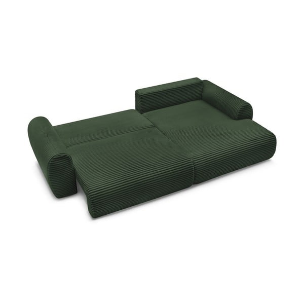 Tmavě zelená manšestrová rozkládací rohová pohovka (pravý roh) Lucien – Bobochic Paris-image-4