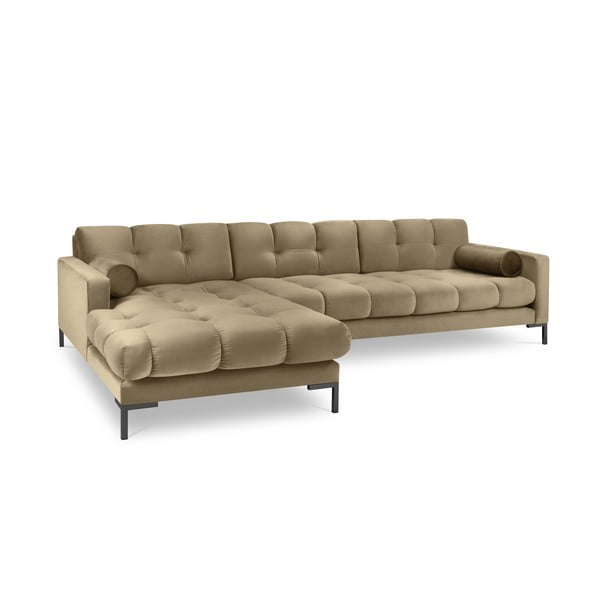 Béžová sametová rohová pohovka Cosmopolitan Design Bali, levý roh-image-2