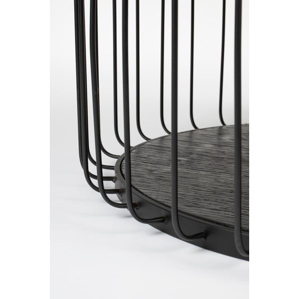 Černý odkládací stolek se skleněnou deskou White Label Lance, ø 60 cm-image-3