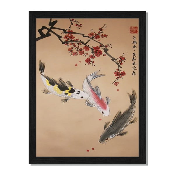 Obraz v rámu Liv Corday Asian Blossom & Fish, 30 x 40 cm