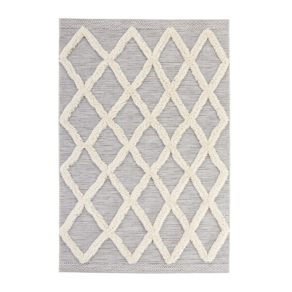 Šedý koberec Mint Rugs Handira Grid, 150 x 77 cm