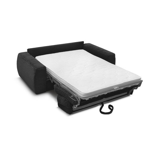 Černá manšestrová pohovka na každodenní spaní/rozkládací 240 cm Hugo – Bobochic Paris-image-3