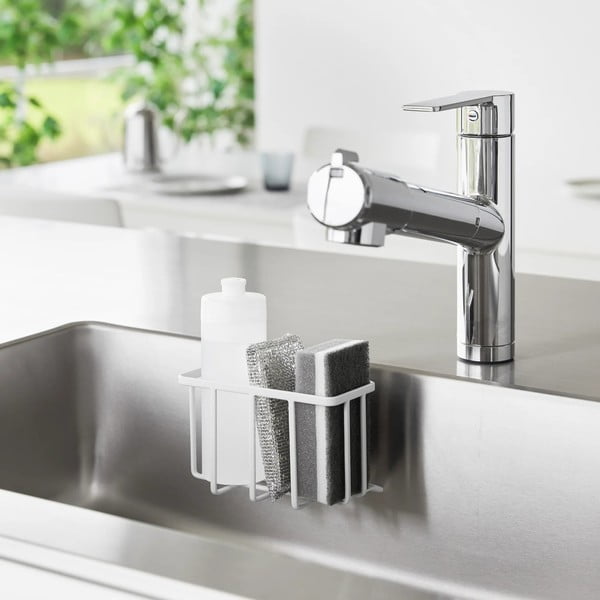 Bílý kovový stojan na mycí prostředky bez vrtání Film Hook – YAMAZAKI-image-3