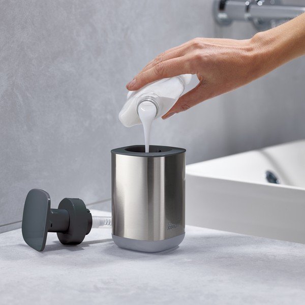 Dávkovač mýdla z nerezové oceli v leskle stříbrné barvě 250 ml Presto Steel – Joseph Joseph-image-4