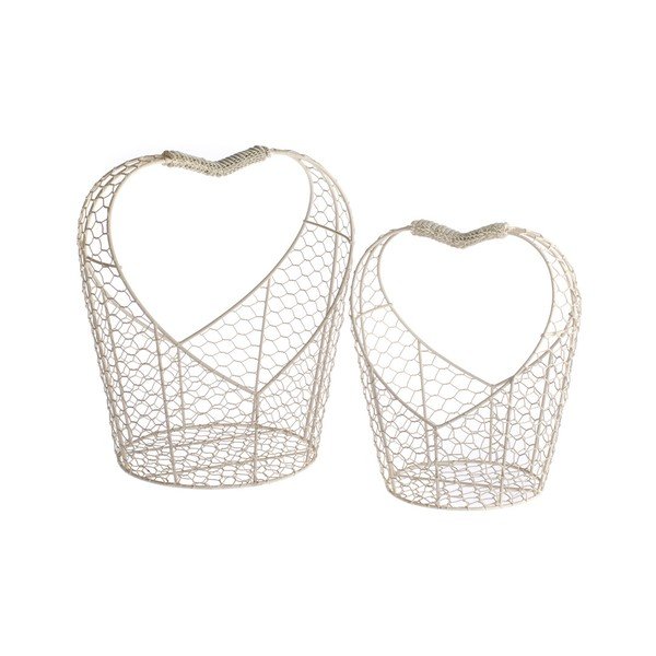 Sada 2 kovových košíků ve tvaru srdce Dakls Easter Hearts