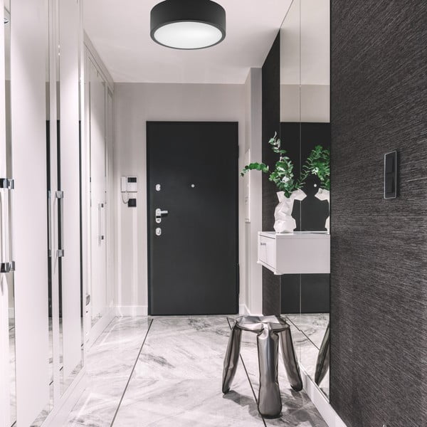 Černé stropní svítidlo se skleněným stínítkem - LAMKUR-image-1