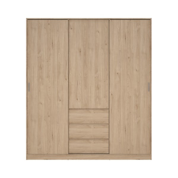 Šatní skříň v dekoru dubu s posuvnými dveřmi v přírodní barvě 177x200x60 cm Naia – Tvilum