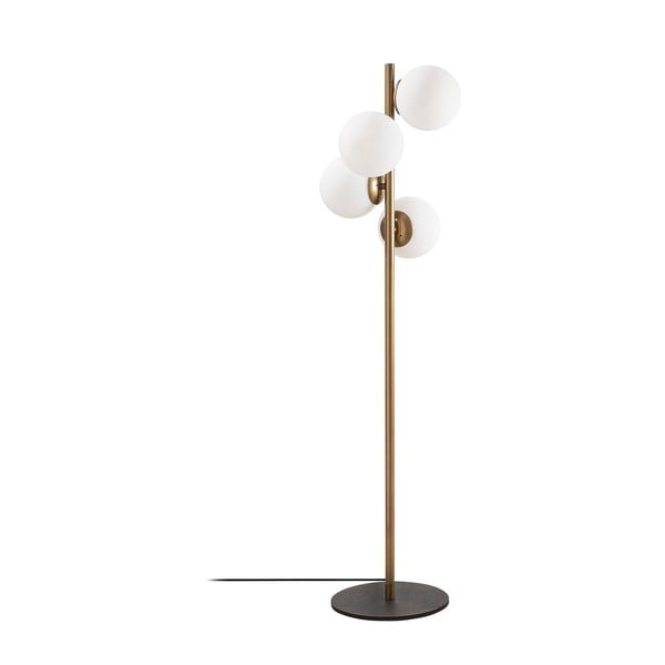 Stojací lampa v černo-zlaté barvě se skleněným stínidlem (výška 130 cm) Faze – Opviq lights