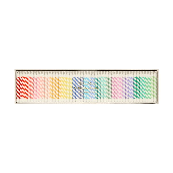Dortové svíčky v sadě 50 ks Rainbow Striped Mini – Meri Meri