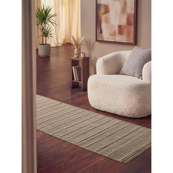 Béžový ručně tkaný vlněný běhoun 80x250 cm Camden Parker – Ted Baker-image-1