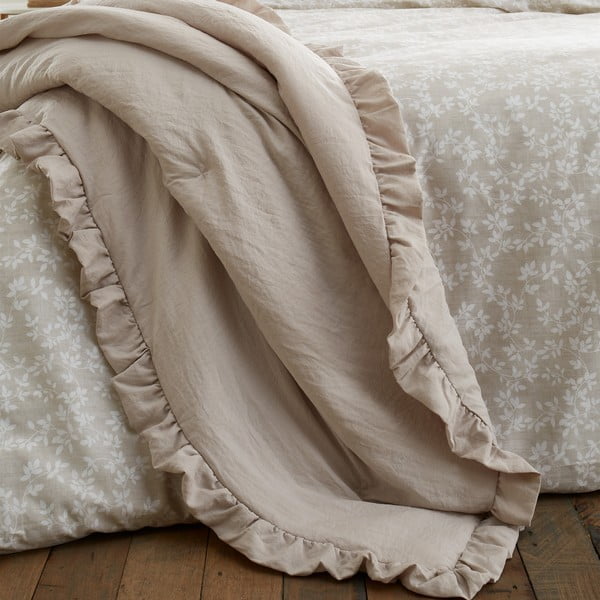 Béžový přehoz na dvoulůžko 220x230 cm Soft Washed Frill – Bianca-image-1