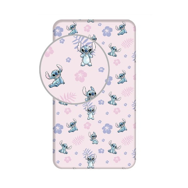 Napínací bavlněné dětské prostěradlo na jednolůžko 90x200 cm Lilo and Stitch – Jerry Fabrics