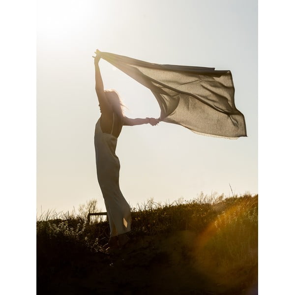 Béžový pléd s podílem bavlny Euromant Summer Linen, 140 x 180 cm-image-2