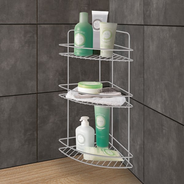 Ocelová koupelnová polička v leskle stříbrné barvě Luxy – Metaltex-image-1