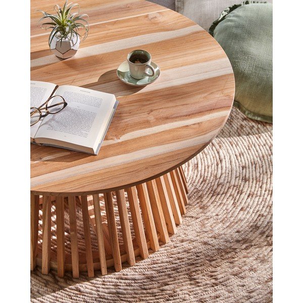 Konferenční stolek z teakového dřeva Kave Home Irune, ⌀ 80 cm-image-3