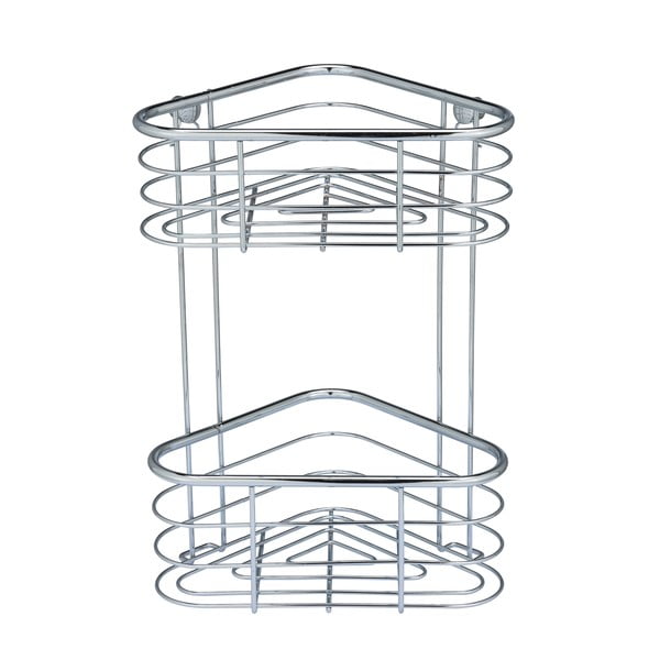 Stříbrná rohová sprchová police Wenko Trestina, 25 x 35 cm-image-2