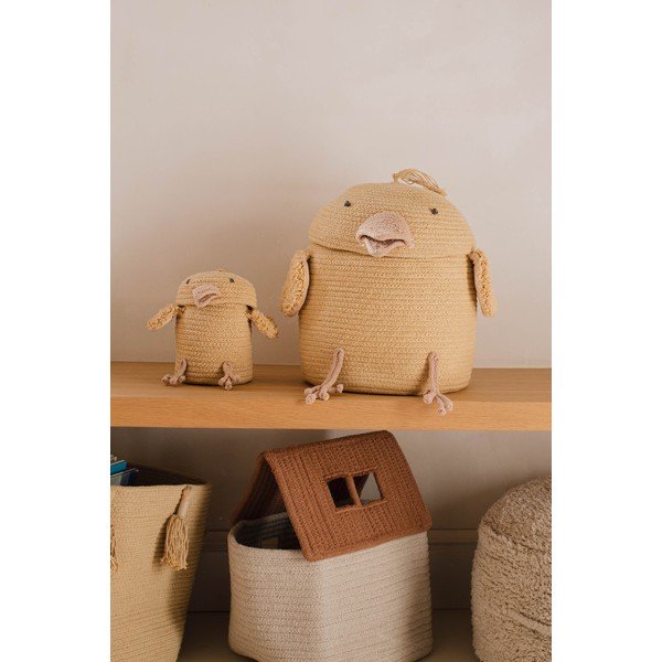 Žlutý látkový dětský koš na hračky ø 13x15 cm Mini Charlie the Chicken – Lorena Canals-image-1