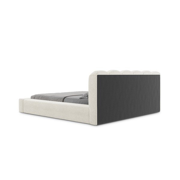 Krémová čalouněná dvoulůžková postel s úložným prostorem s roštem 160x200 cm Mano – Makamii-image-4