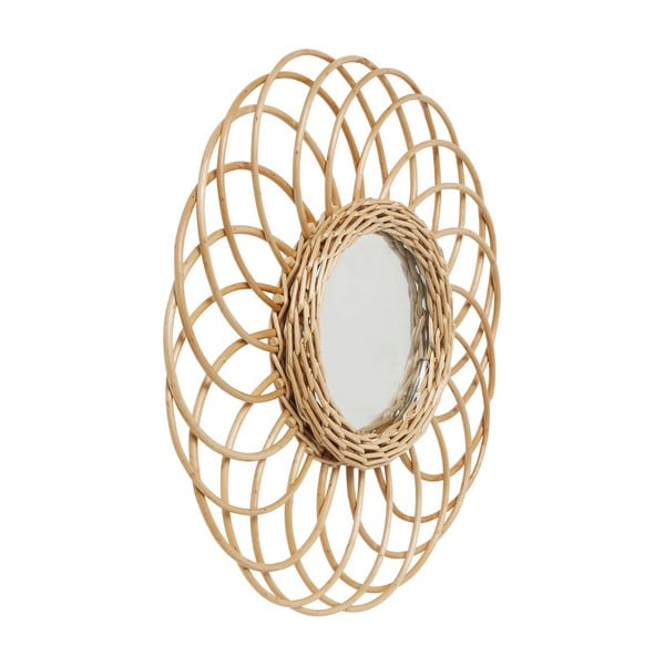 Nástěnné zrcadlo s ratanovým rámem Kare Design Swing, Ø 34 cm-image-2
