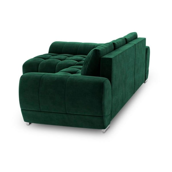 Lahvově zelená rozkládací rohová pohovka se sametovým potahem Windsor & Co Sofas Nuage, levý roh-image-3