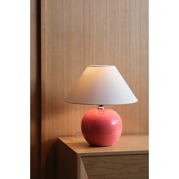 Růžová/krémová keramická stolní lampa (výška 29 cm) Karamell – Jotex-image-1