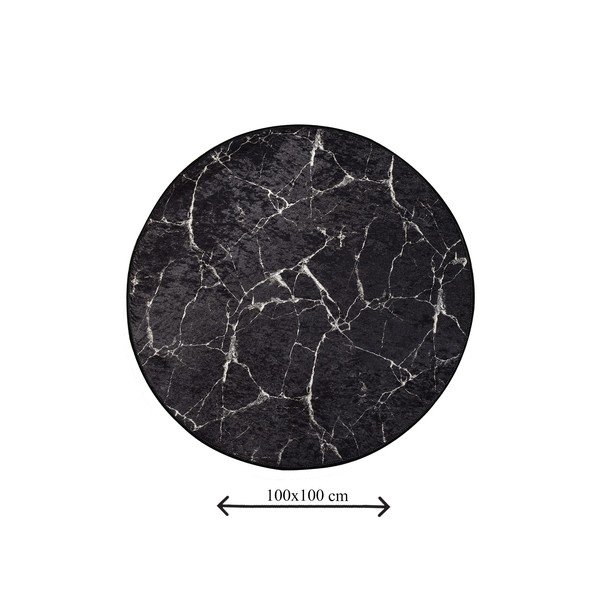 Černá koupelnová předložka ø 100 cm Marble – Foutastic-image-3