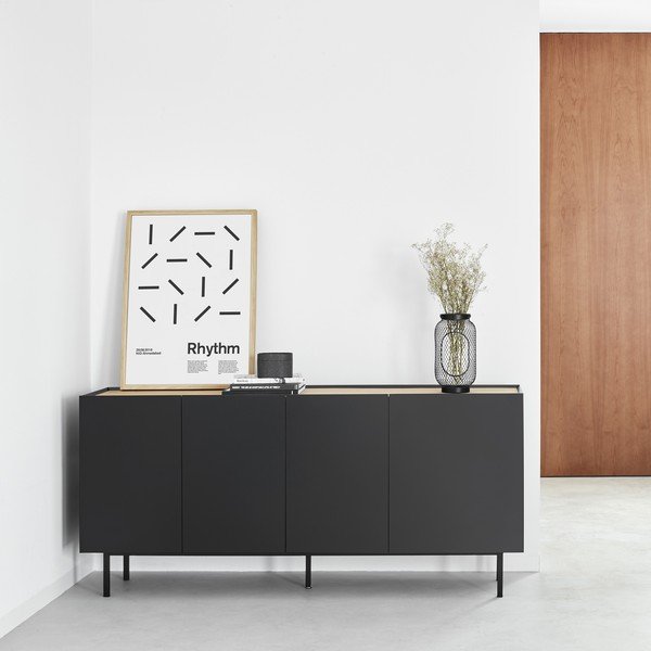 Černá nízká komoda v dekoru dubu 165x78 cm Arista – Teulat-image-1