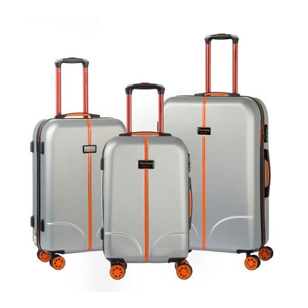 Sada 3 bílých cestovních kufrů na kolečkách Murano Greece