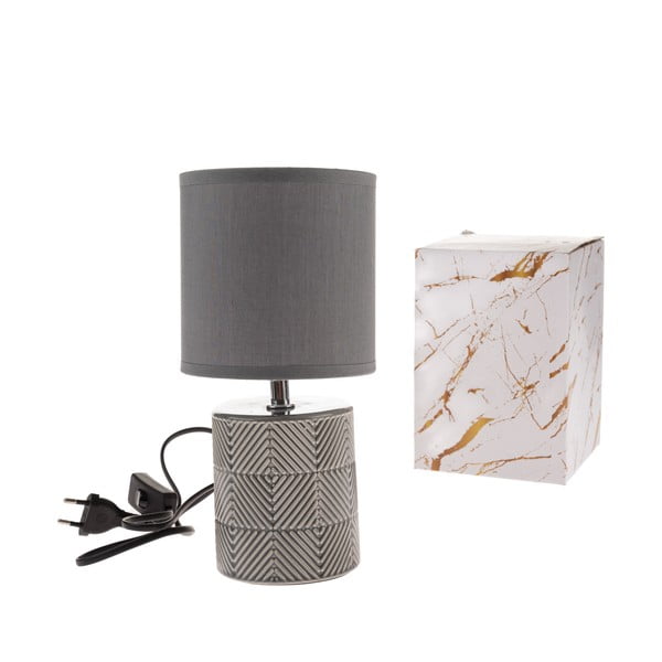 Šedá stolní lampa s textilním stínidlem (výška 27 cm) – Dakls