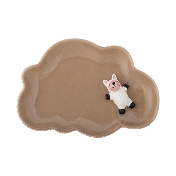 Hnědý dětský talíř z kameniny 14x20 cm Dolly – Bloomingville Mini