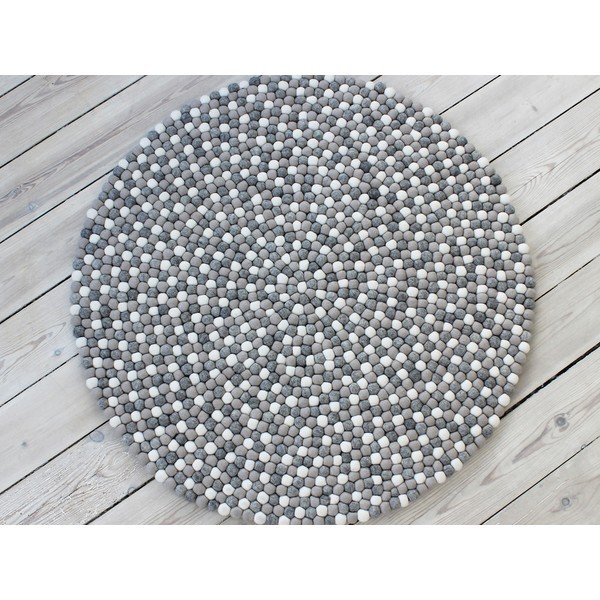 Světle šedý kuličkový vlněný koberec Wooldot Ball Rugs, ⌀ 120 cm-image-1