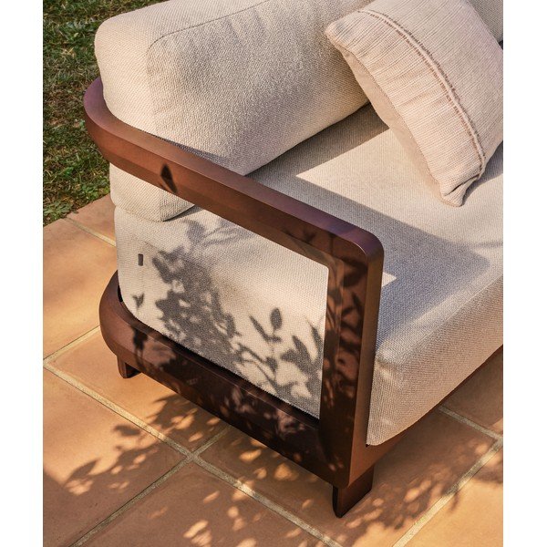 Hnědý/béžový hliníkový zahradní lounge set pro 3 osoby Nerano – Kave Home-image-2