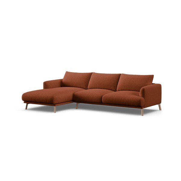 Rohová pohovka v terakotové barvě (levý roh/s lenoškou) Naomi – Micadoni 