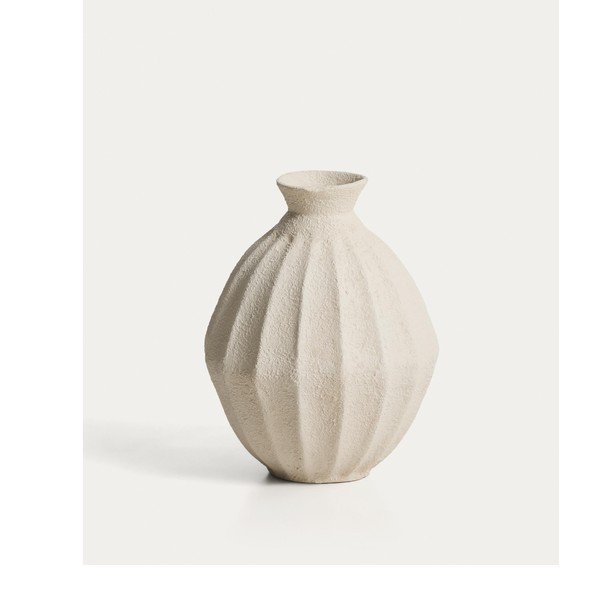 Krémová ručně vyrobená/vysoká váza z papírmaše (výška 46,5 cm) Arquena – Kave Home
