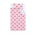 Bílé/růžové povlečení na jednolůžko 135x200 cm Disco Cherries Stripes – Catherine Lansfield