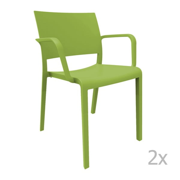 Sada 2 zelených zahradních židlí s područkami Resol Fiona