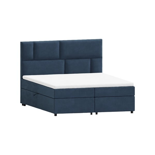 Tmavě modrá boxspring postel s úložným prostorem 160x200 cm Lola – Ropez