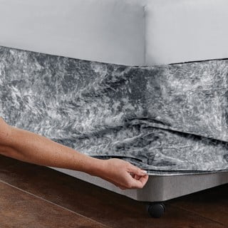 Šedý napínací sametový potah na rám postele 152x198 cm Crushed Velvet – Catherine Lansfield