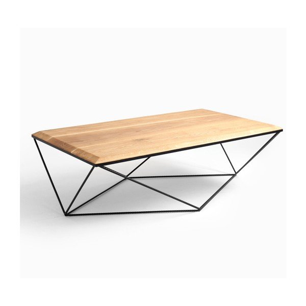 Konferenční stolek s černým podnožím a deskou z masivního dubu Custom Form Daryl, šířka 140 cm-image-4