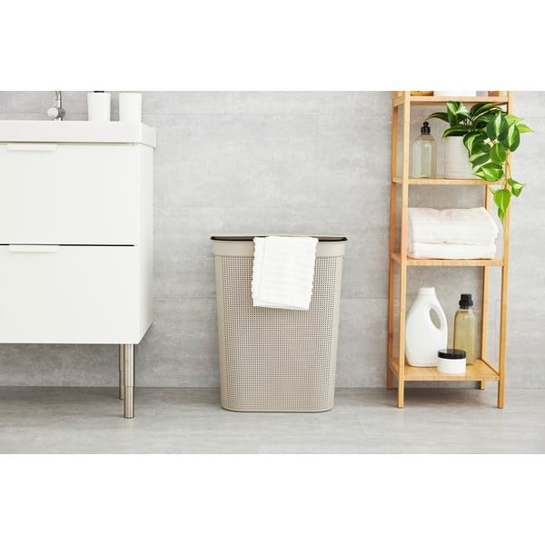 Béžový plastový koš na prádlo 50 l Brisen - Rotho-image-1