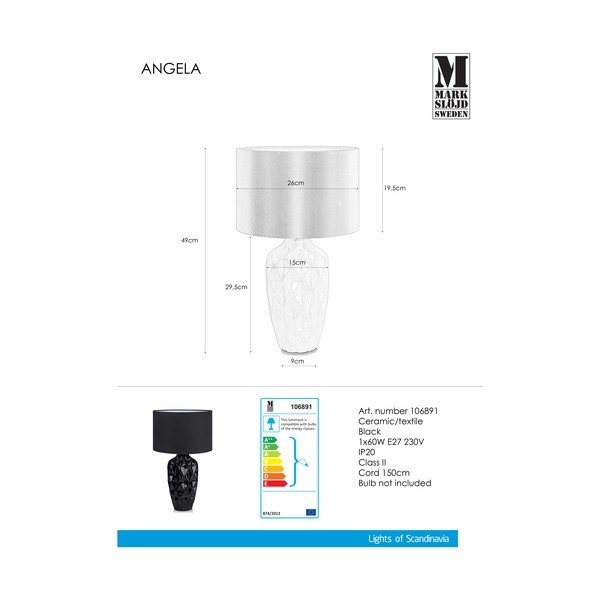 Černá stolní lampa Markslöjd Ben, ø 26 cm-image-2