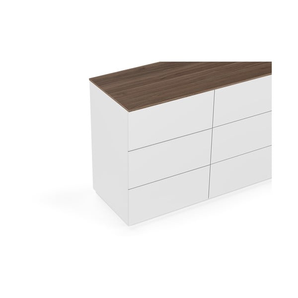 Bílá komoda s šuplíky a deskou v ořechovém dekoru TemaHome Join, 120 x 84 cm-image-4
