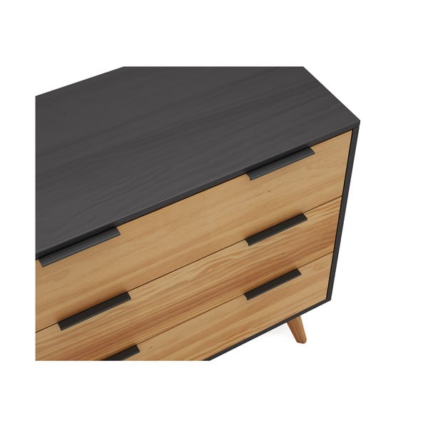 Černá/přírodní vysoká komoda z borovicového dřeva 80x83 cm Lavis – Marckeric-image-1