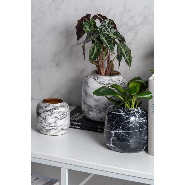 Bílo-černá železná váza PT LIVING Marble, výška 12,5 cm-image-3