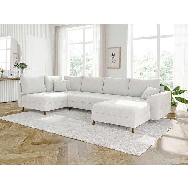 Krémová rohová pohovka z textilie bouclé (pravý roh/do "U") Ariella – Ropez-image-3