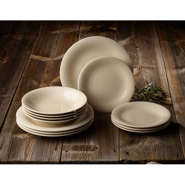 12dílná sada béžových porcelánových talířů Villeroy & Boch Like Color Loop-image-1