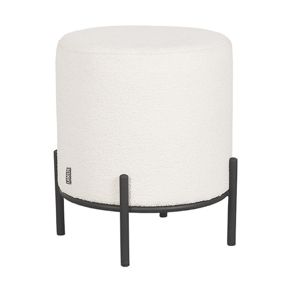 Bílý taburet z textilie bouclé Troy – LABEL51-image-1