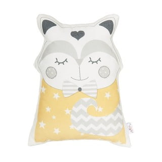 Žlutý dětský polštářek s příměsí bavlny Mike & Co. NEW YORK Pillow Toy Smart Cat, 23 x 33 cm