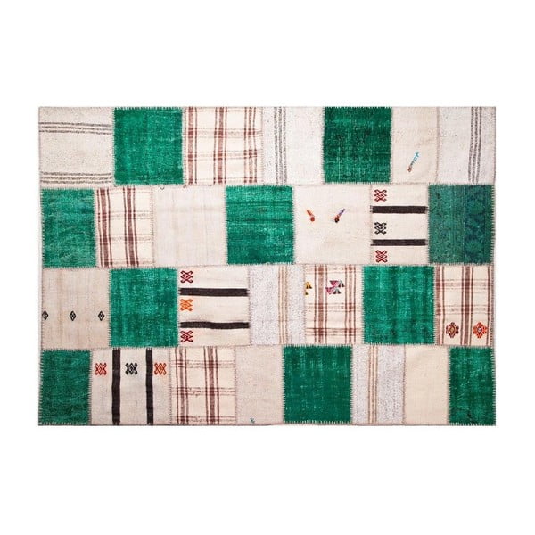Vlněný koberec Allmode Green Kilim, 180x120 cm